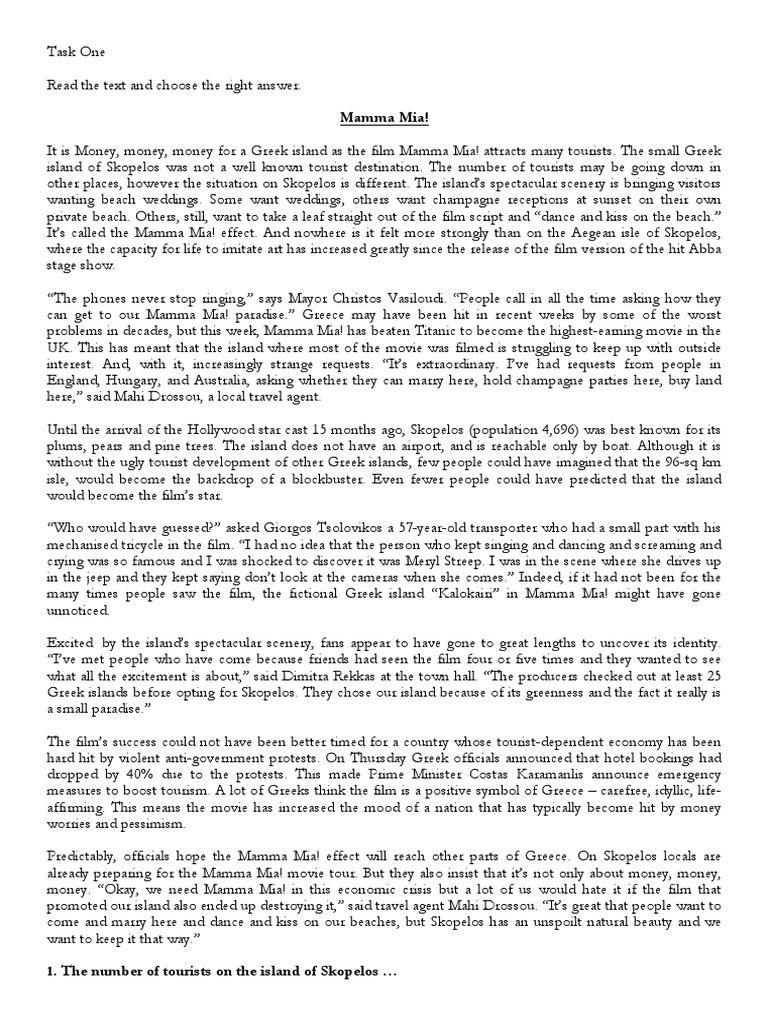 Reading 1. Mamma Mia! | PDF