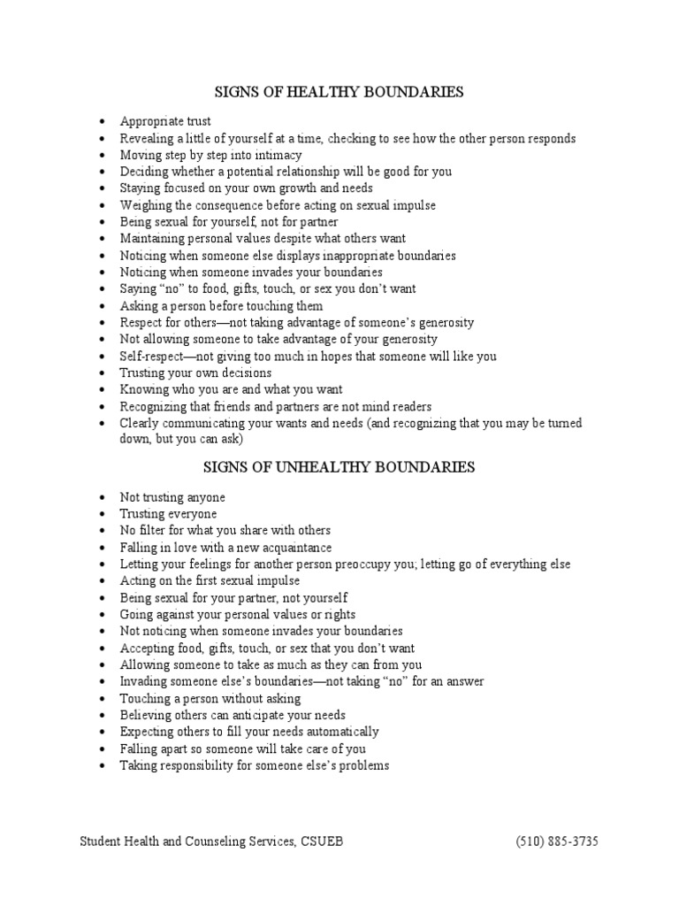 Healthy vs Unhealthy Boundaries Guide | PDF | Self-Improvement | Wellness