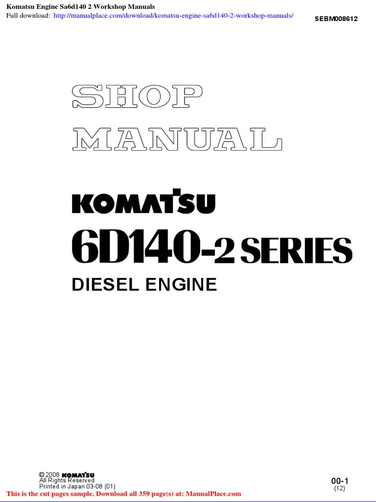 Komatsu SA6D140-2 Engine Manual | PDF