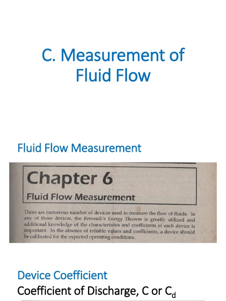 Fluid Flow Measurement Saint Louis University Lecture 1 Pdf