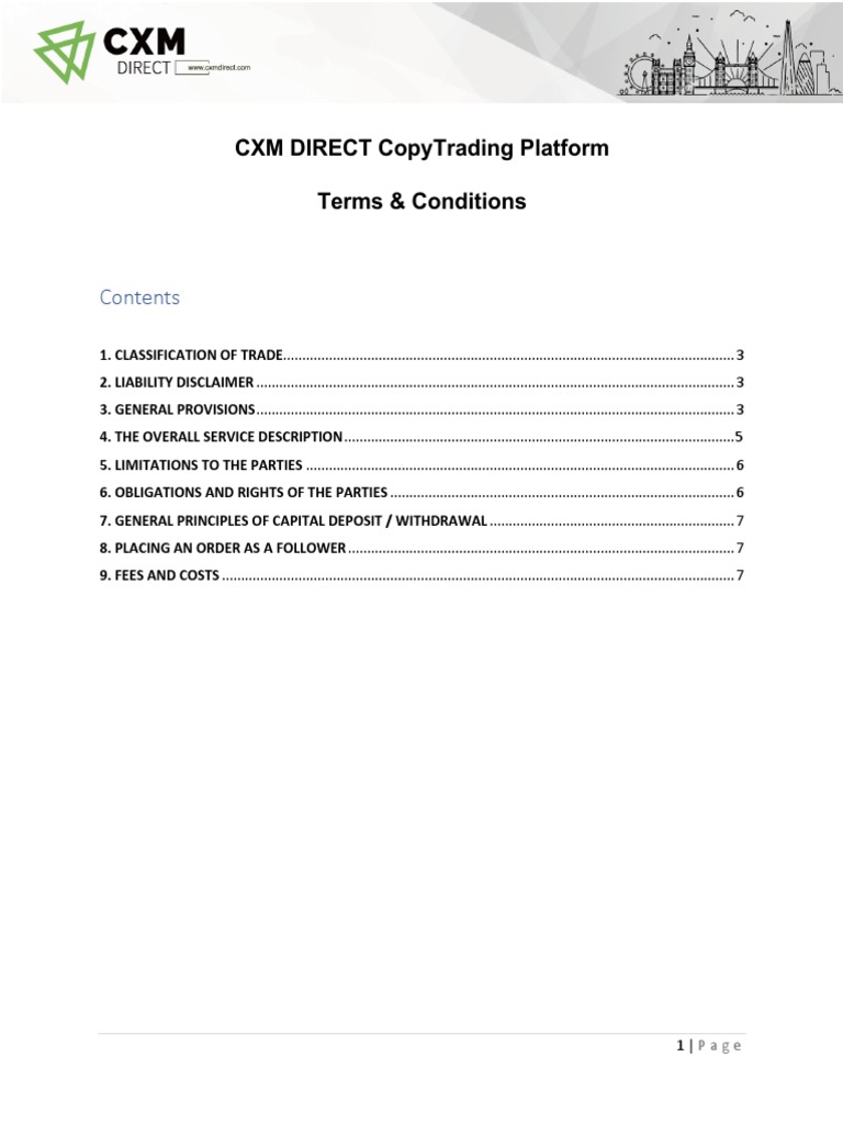 CXM Direct CopyTrading Terms | PDF