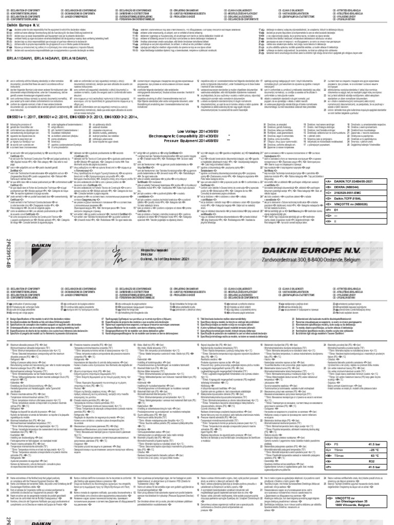ERLA11-16DW1 - Safety Declaration of Conformity - 2P623915-4B | PDF