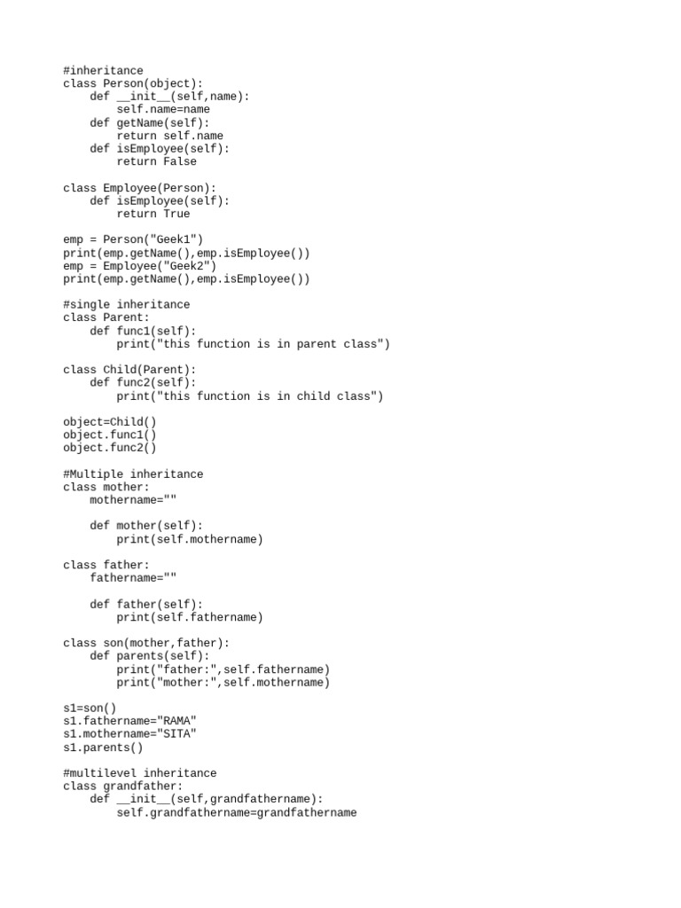 Python Program | PDF | Inheritance (Object Oriented Programming ...