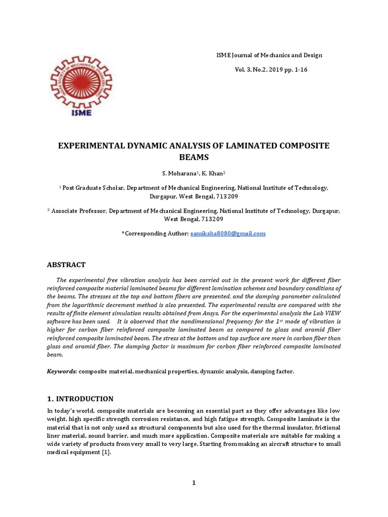 Dynamic Analysis of Composite Beams | PDF | Composite Material | Young ...