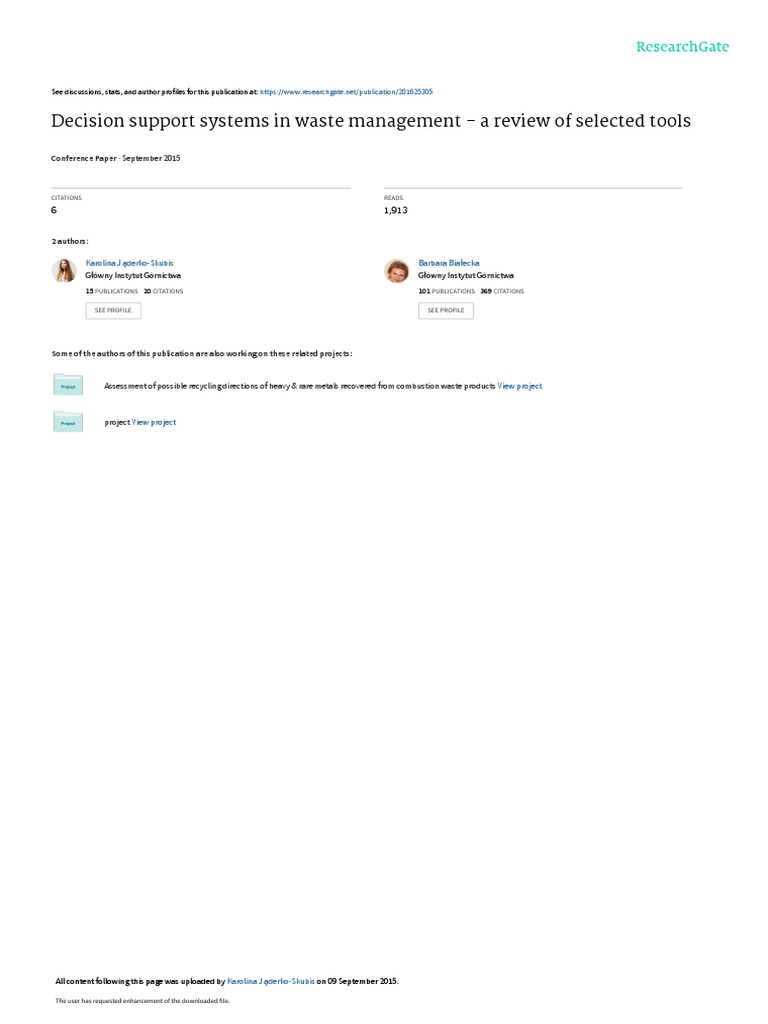 Decision Support Systems in Waste Management | PDF | Conceptual Model ...