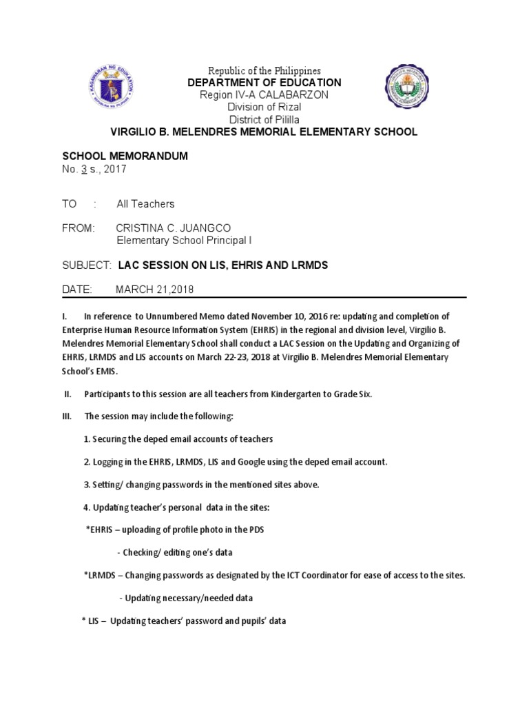 Teacher LAC Session on EHRIS & LIS | PDF | Information Technology ...