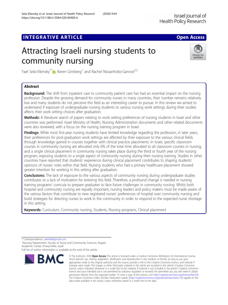 Attracting Israeli Nursing Students To Community Nursing | PDF