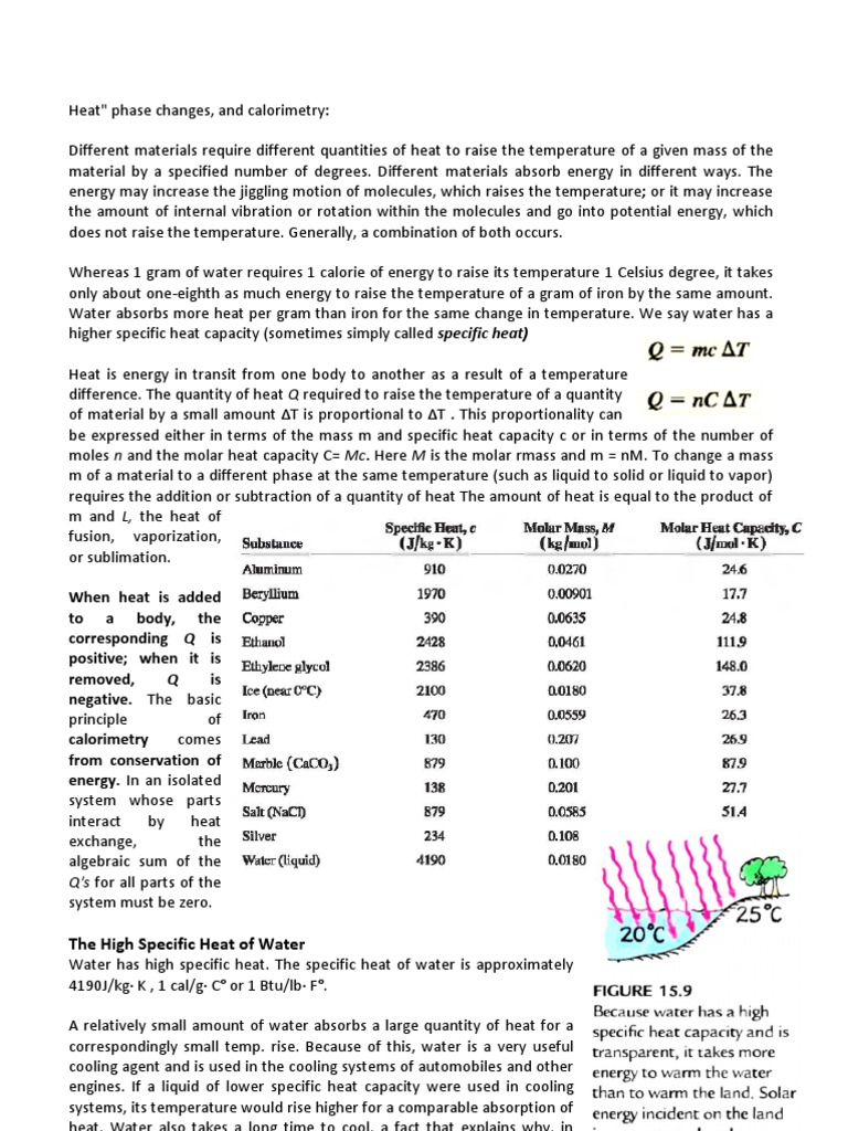 Specific Heat and Climate Effects | PDF | Greenhouse Effect | Phase ...