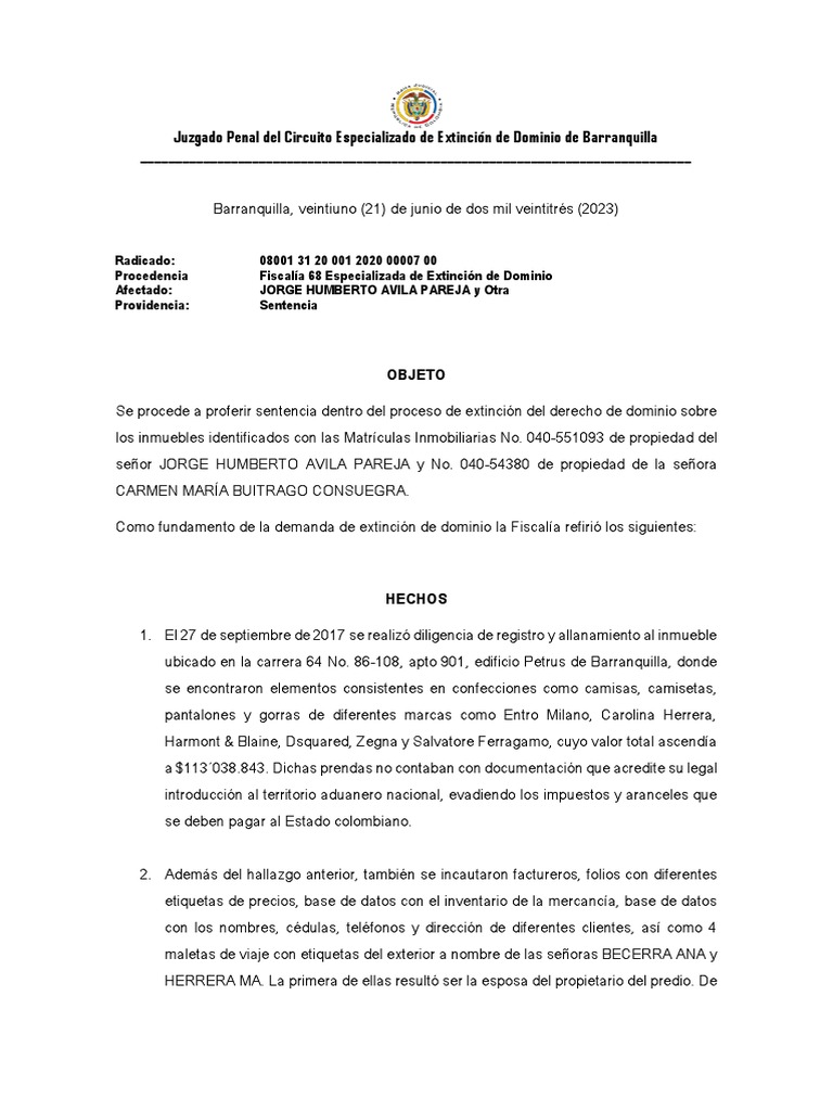 Sentencia 2020-00007 | PDF | Propiedad | Fiscal