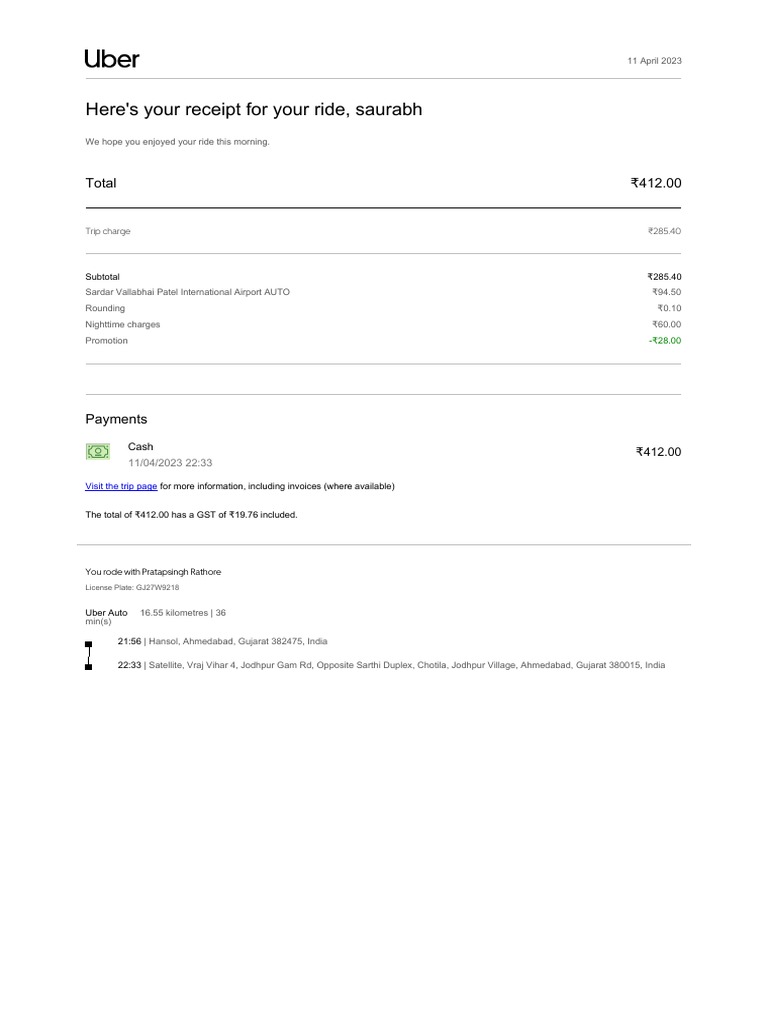 Uber Receipt for April 11, 2023 | PDF