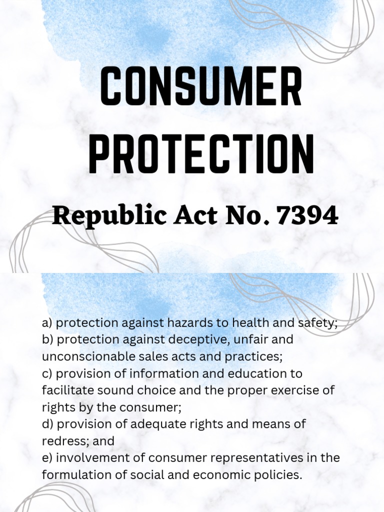CONSUMER PROTECTION Group 4 PDF Implied Warranty Safety