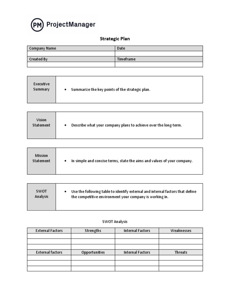 Comprehensive Strategic Plan Template | PDF | Business