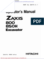 Hitachi Excavator Zaxis 800 850h Operations Manual