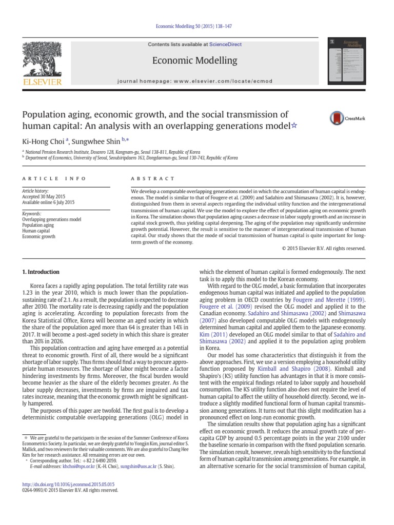 Population Aging, Economic Growth, and The Social Transmission of Human ...