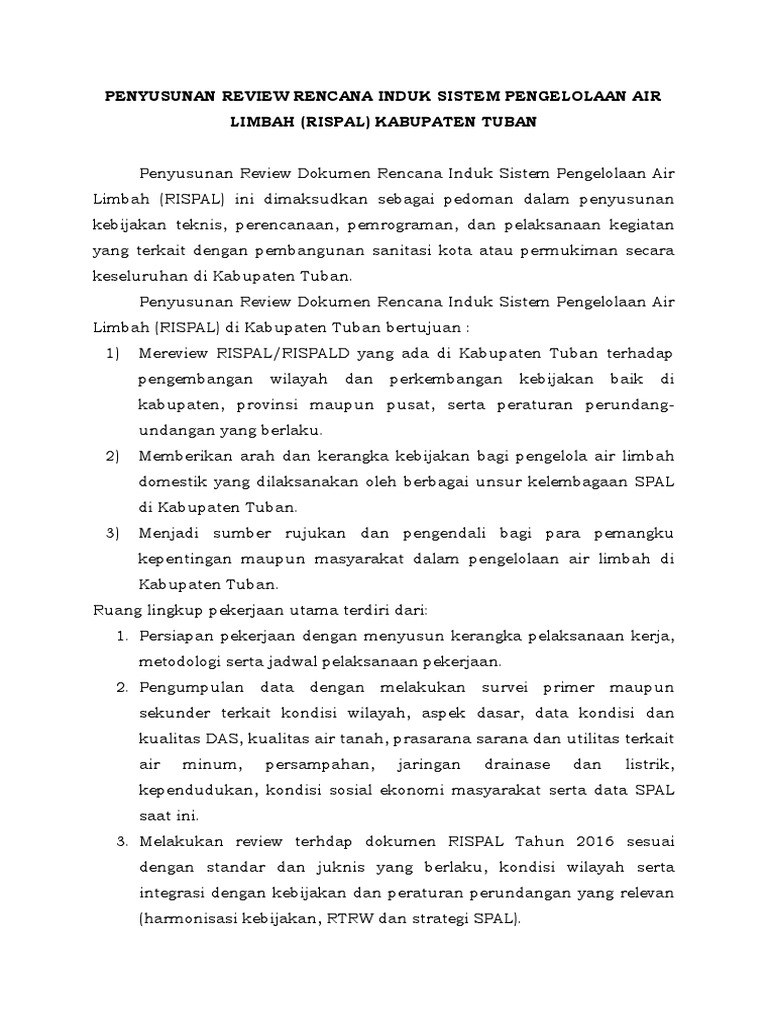 Uraian Pekerjaan RISPAL 2023 | PDF