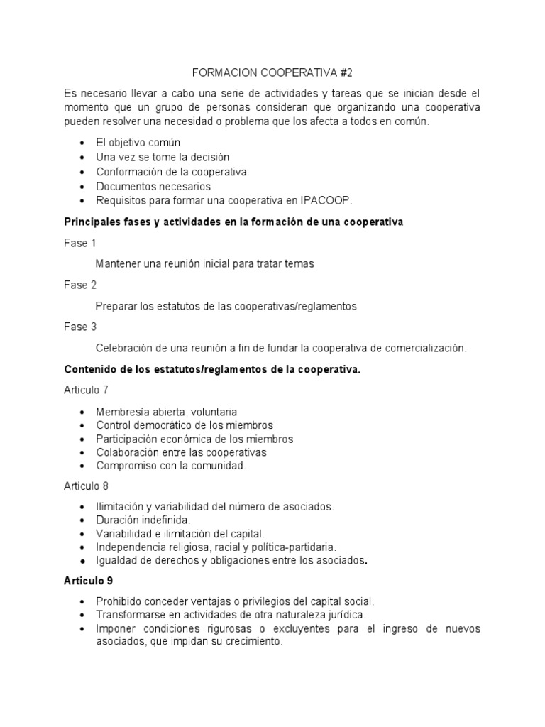 Requisitos para Formar una Cooperativa | PDF | Cooperativa | Panamá