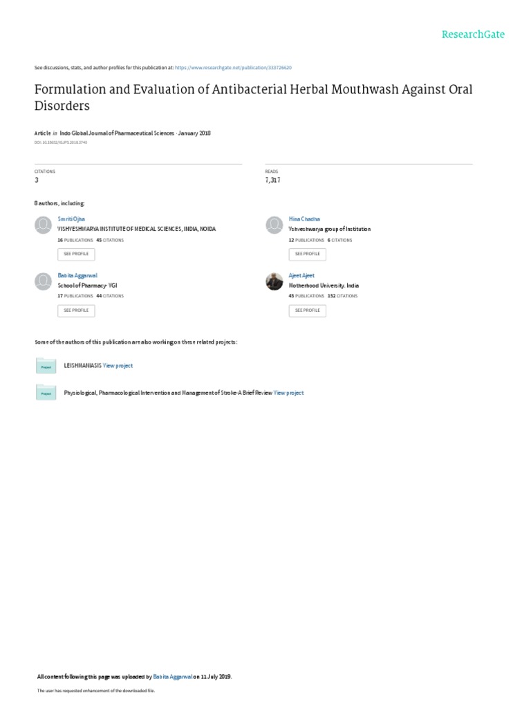 Formulation and Evaluation of Antibacterial Herbal | PDF