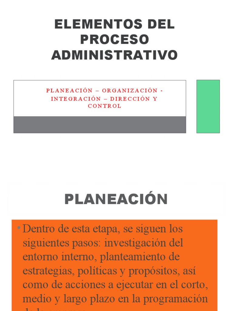 Elementos del Proceso Administrativo | PDF | Crecimiento personal y ...