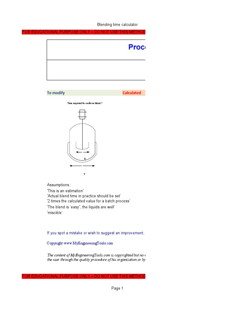 Time Blending Calculator PDF