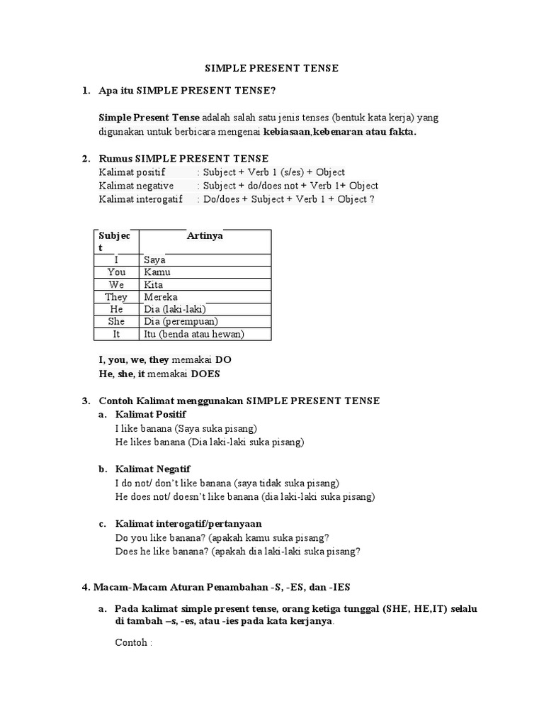 Panduan Lengkap Simple Present Tense | PDF