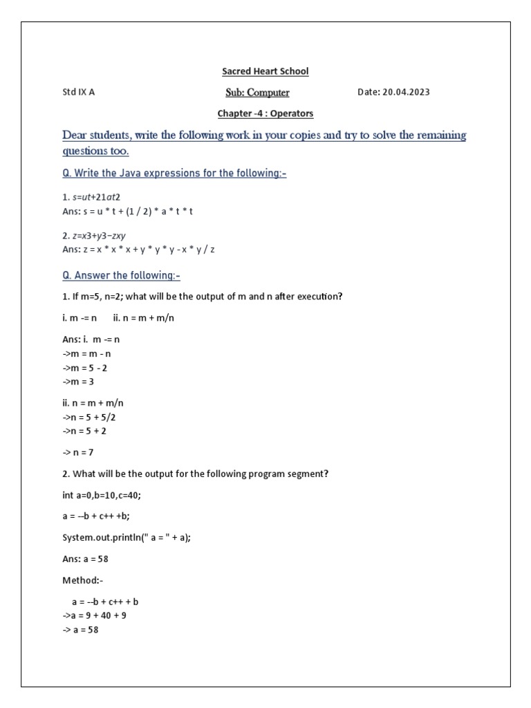 20.04.23 IX A Computer | PDF | Control Flow | Object (Computer Science)