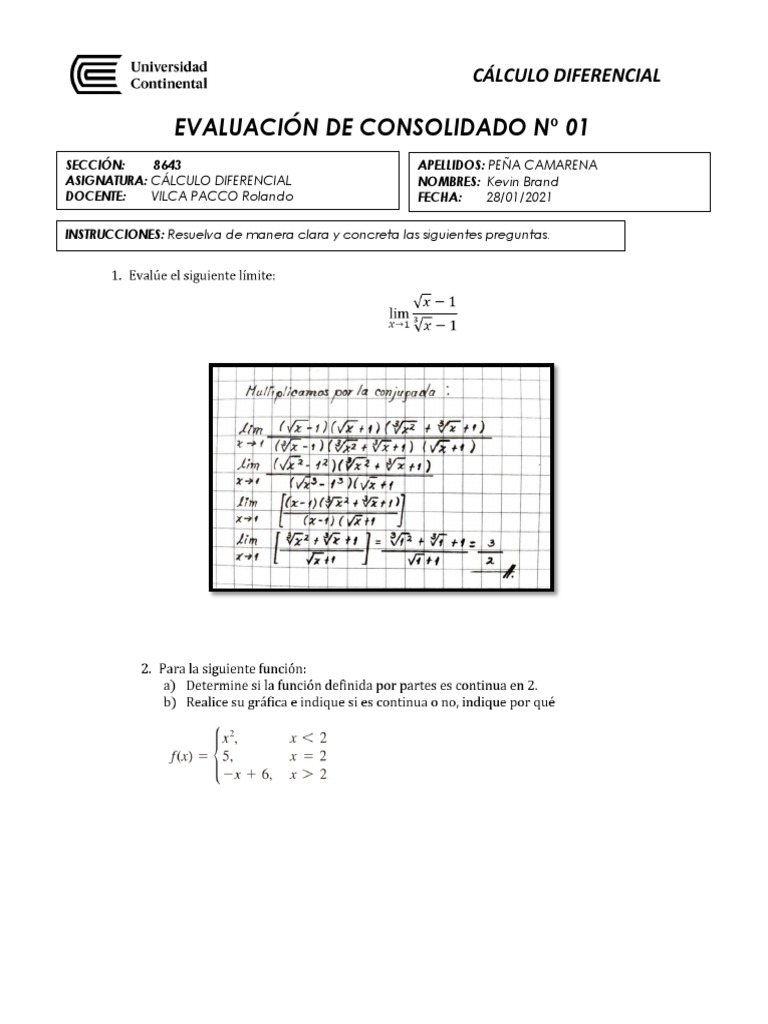 CONSOLIDADO 1 CALCULO DIFERENCIAL | PDF