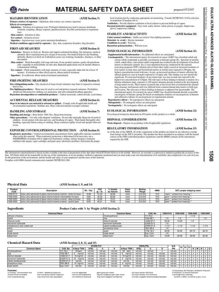 MSDS Thinner Cat | Download Free PDF | Paint | Personal Protective ...