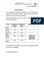 Horario Semana Del 26 Al 30 de Septiembre