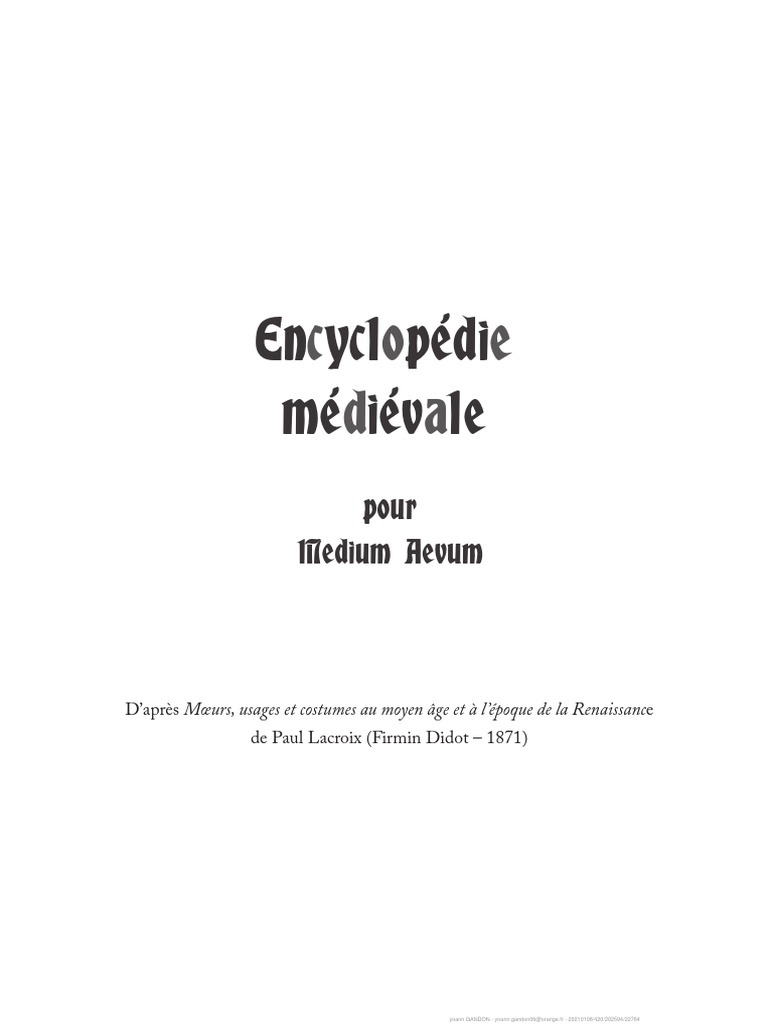 Encyclopédie médiévale : Medium Aevum | PDF | Servage | Féodalité