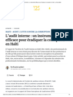 L'Audit Interne - Un Instrument Efficace Pour Éradiquer La Corruption en Haïti - Le Nouvelliste