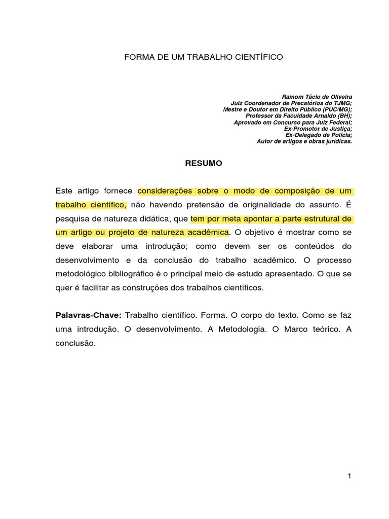 Forma de Um Trabalho Cientifico 2 | PDF | Método científico | Science