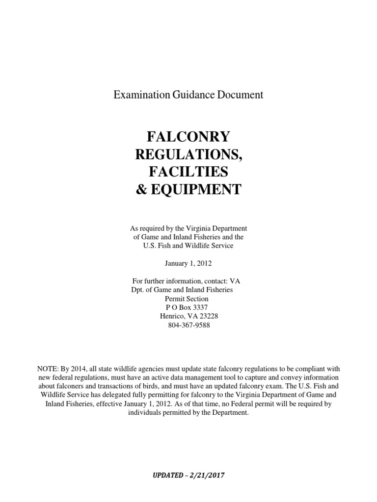 FALCONRY Regulations, Facilities & Equipment Download Free PDF