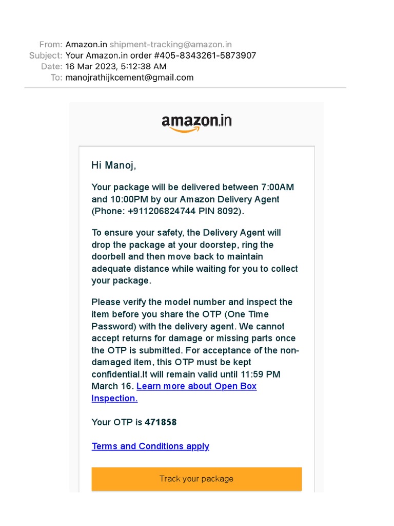 Your Amazon - in Order #405-8343261-5873907 | PDF