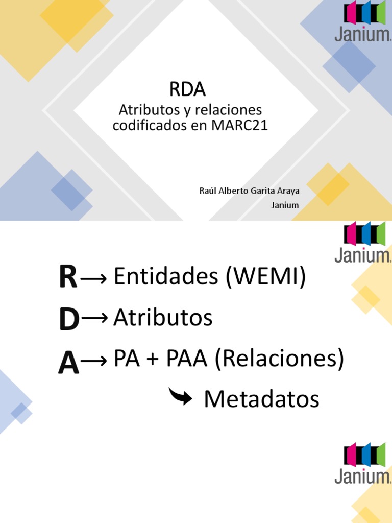 Janium - RDA Atributos y Relaciones Codificados MARC21 | PDF
