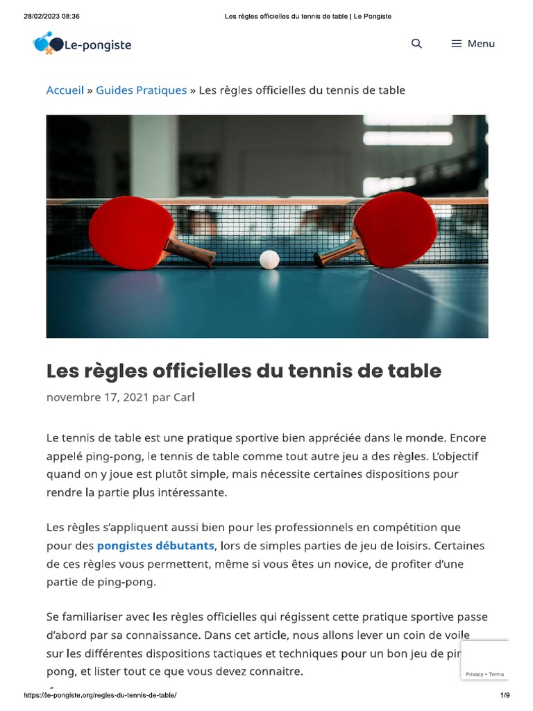 Règles Du Tenis de Table | PDF
