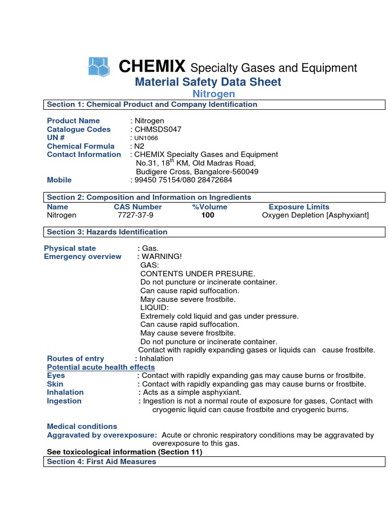Nitrogen MSDS PDF
