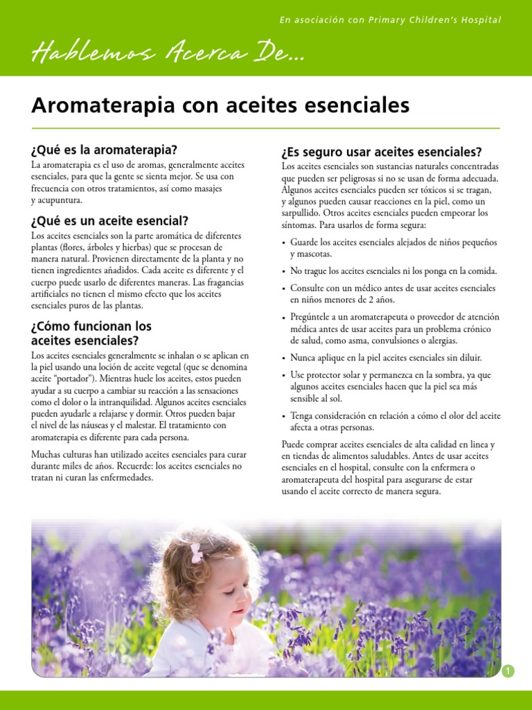 Aromatherapy With Essential Oils (Let's Talk About... Pediatric Brochure) Spanish PDF