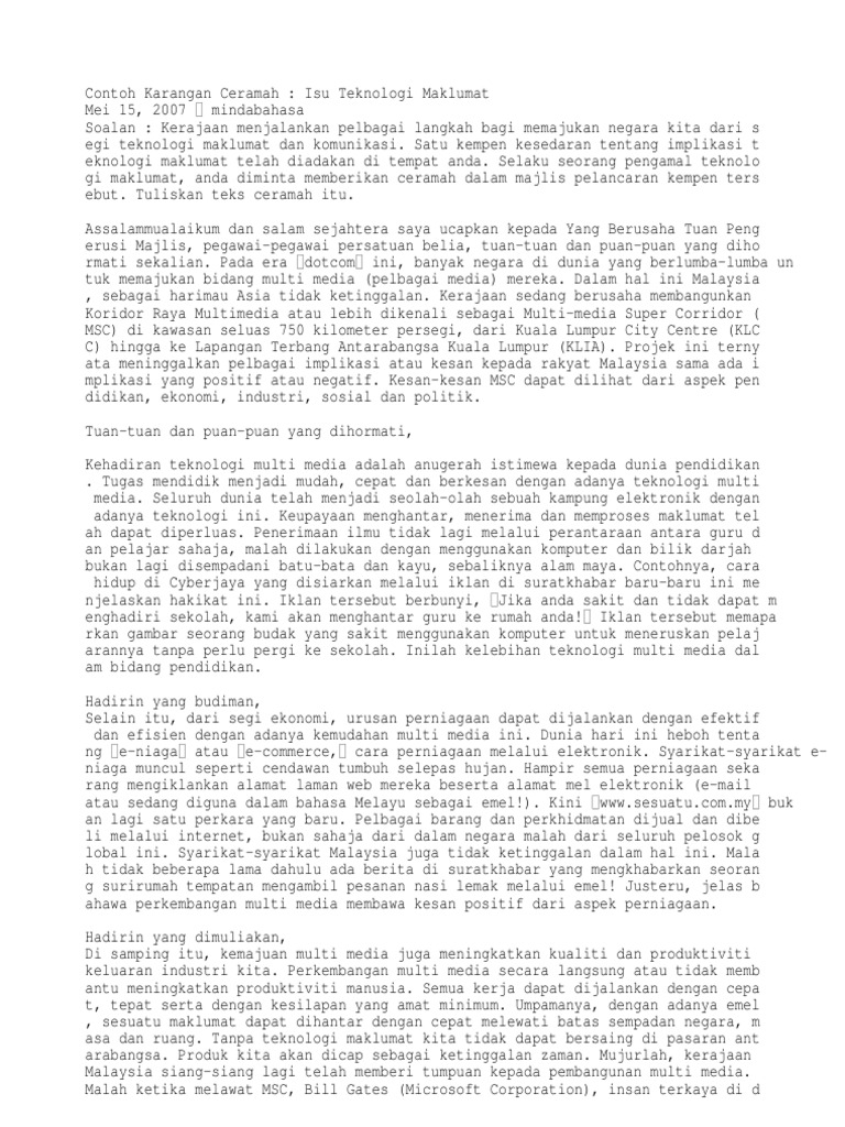 Contoh Karangan Ceramah
