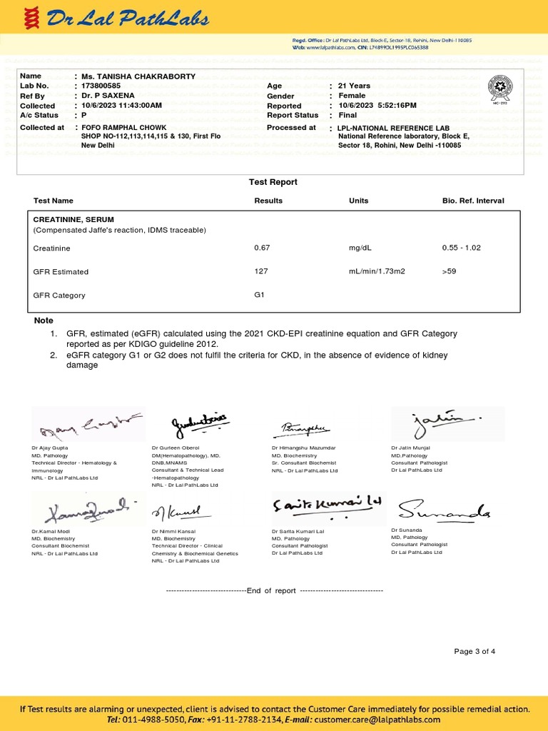 Kidney Function Test Report Summary | PDF | Kidney | Health Care