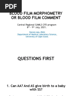 Blood Morphometry or Blood Film Comment