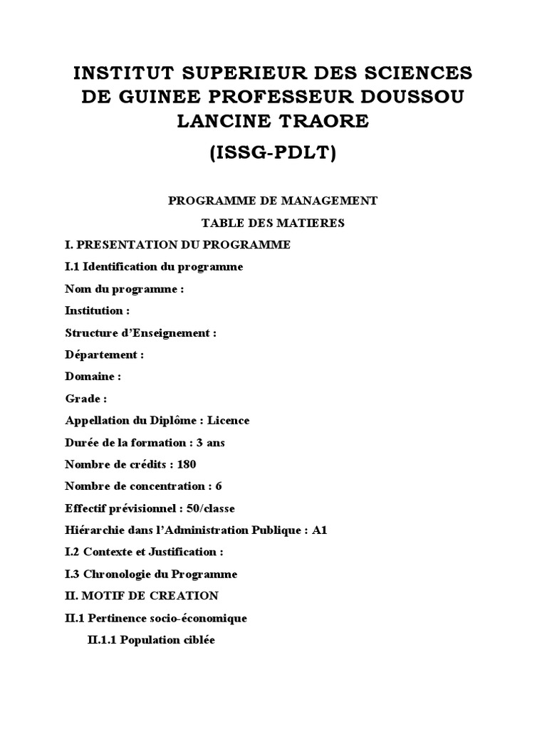Programme de Management à l'ISSG | PDF | Gestion des ressources ...
