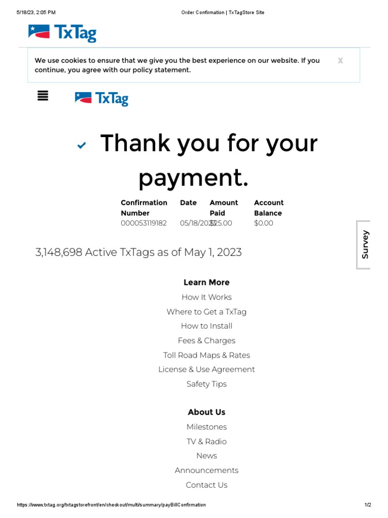 TxTag Payment Confirmation Details | PDF