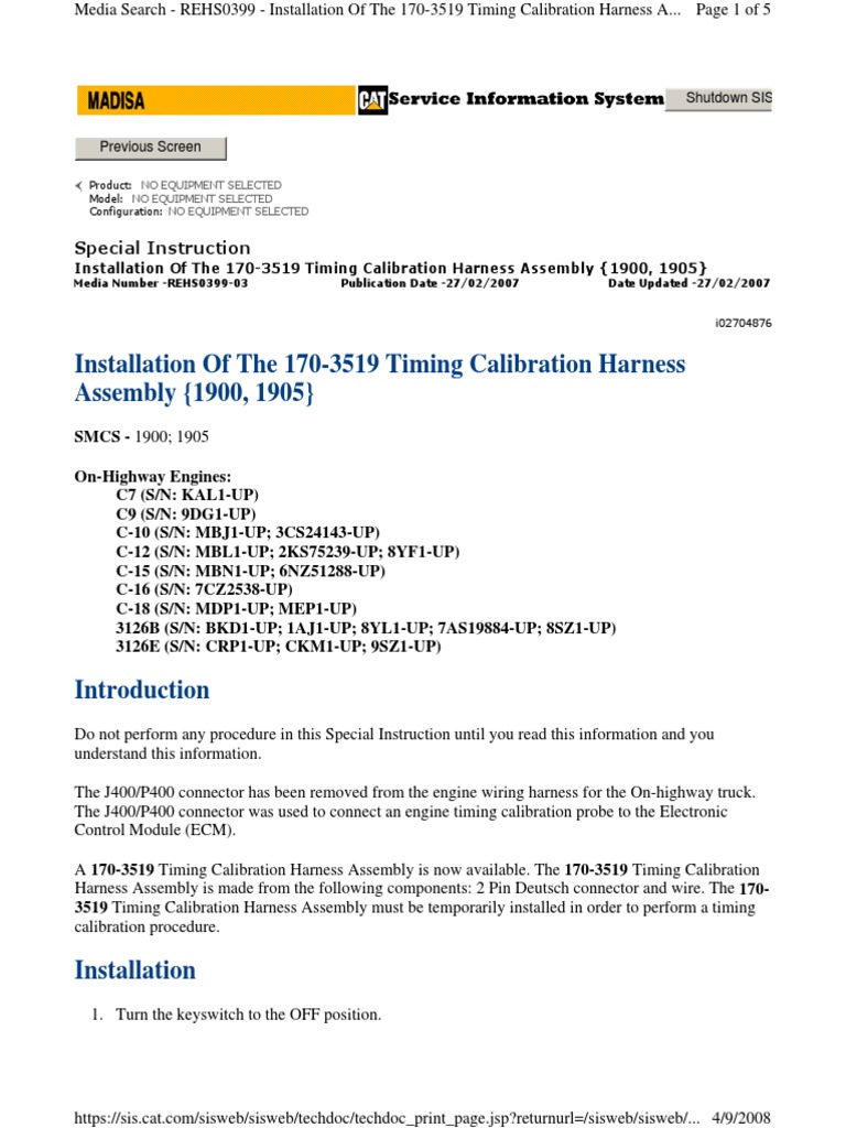 Timing Calibration Harness Assembly PDF Electrical Connector