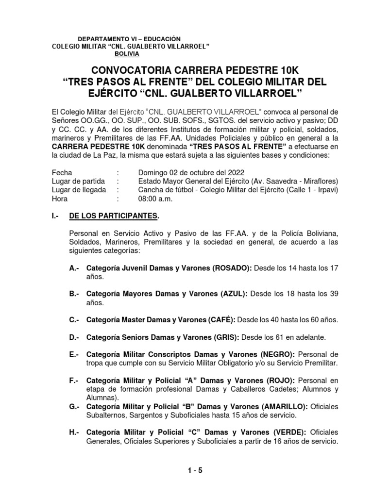 Convocatoria carrera pedestre 10k-2022 | PDF | Seguridad nacional ...