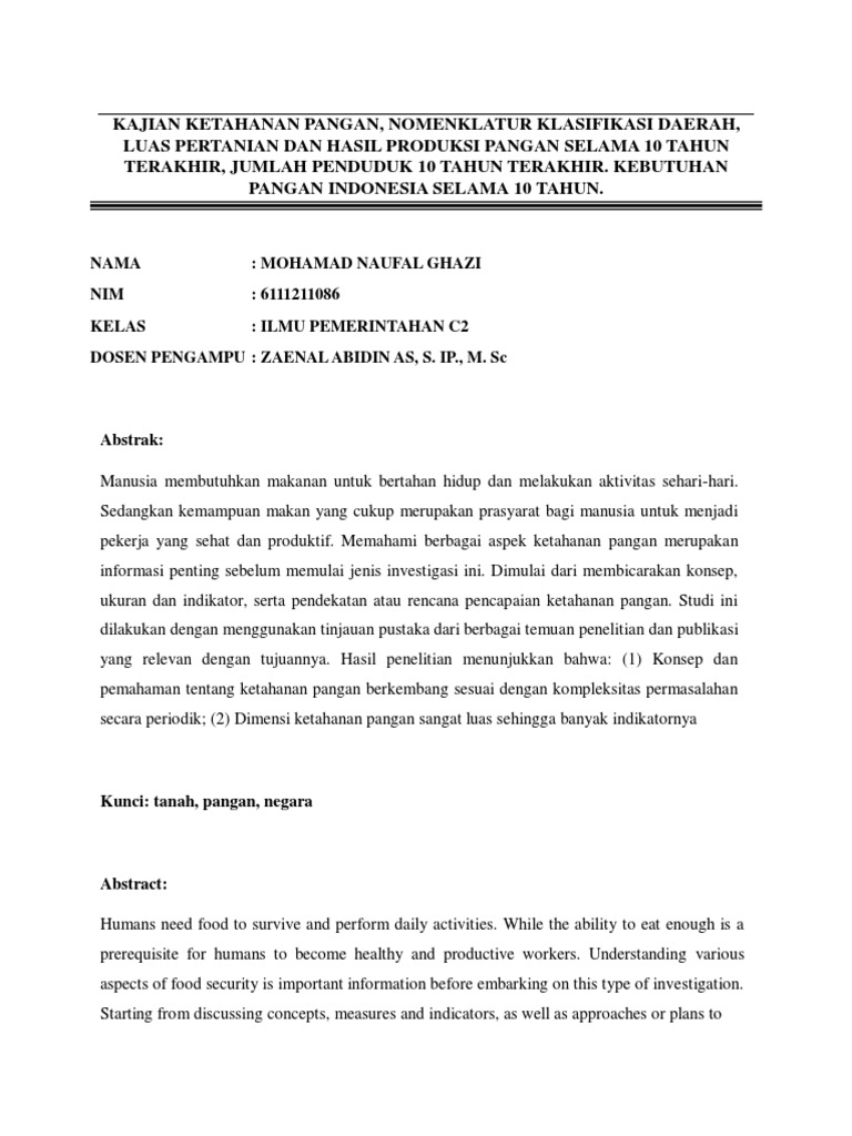 Ketahanan Pangan dan Kebijakan Indonesia | PDF