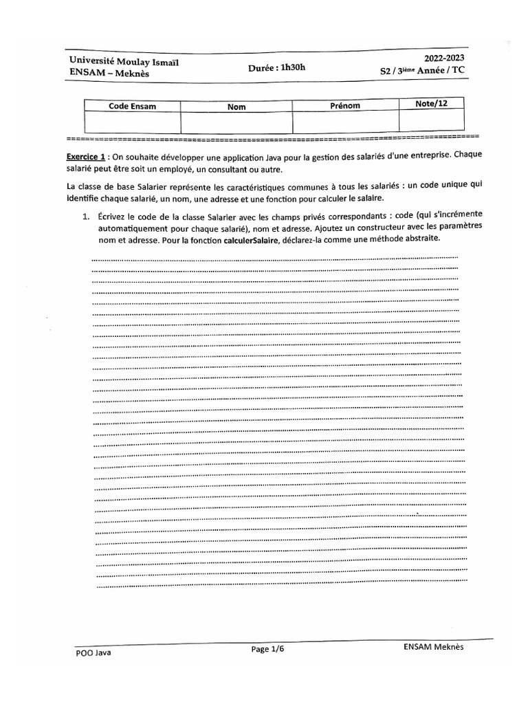Exam Normal Java, 2022 L 2023 | PDF