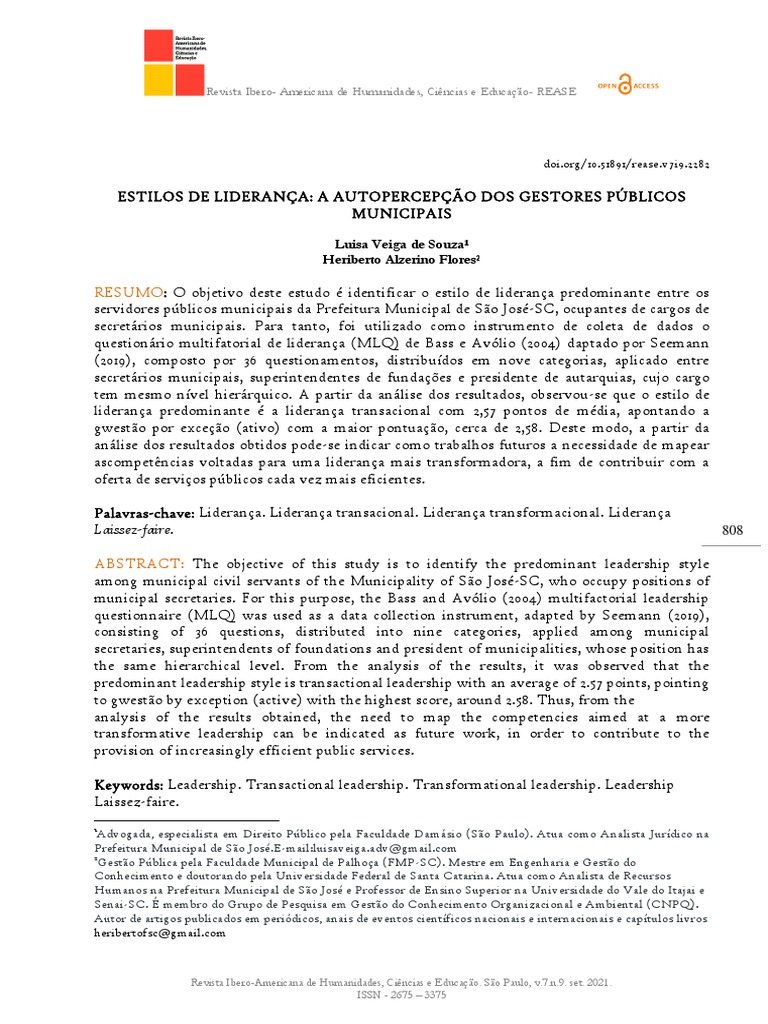 Estilos De Liderança Pdf Liderança Ciências Comportamentais