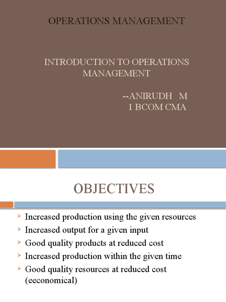 Operations Management Overview and Goals | PDF