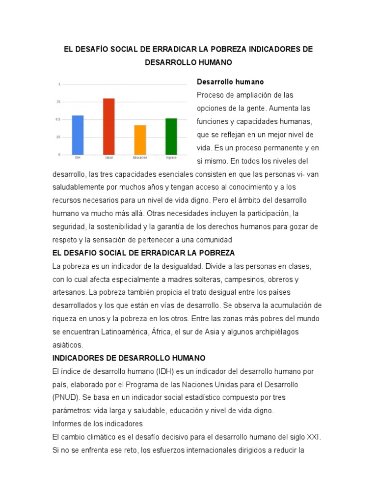 El Desafío Social de Erradicar La Pobreza Indicadores de Desarrollo ...