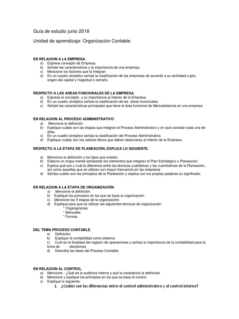 Organización Contable y Administrativa | PDF